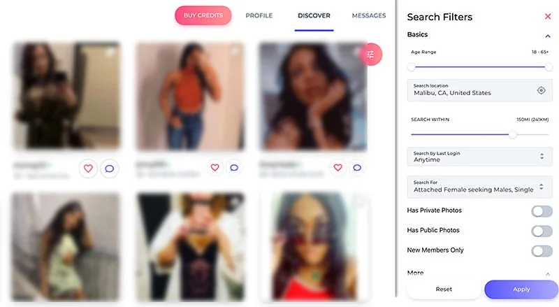 ashley madison search filters