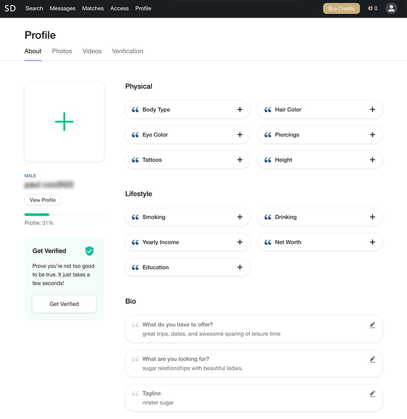 sugardaddycom setting up profile