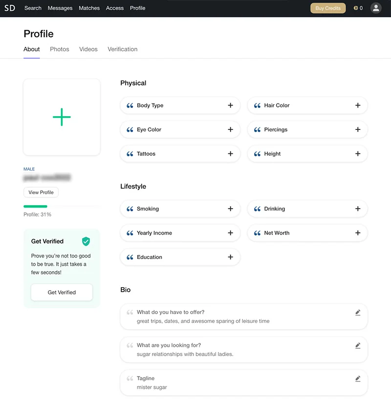 sugardaddycom setting up profile