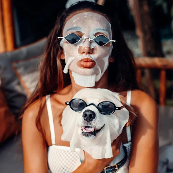 sugar baby doing facial mask