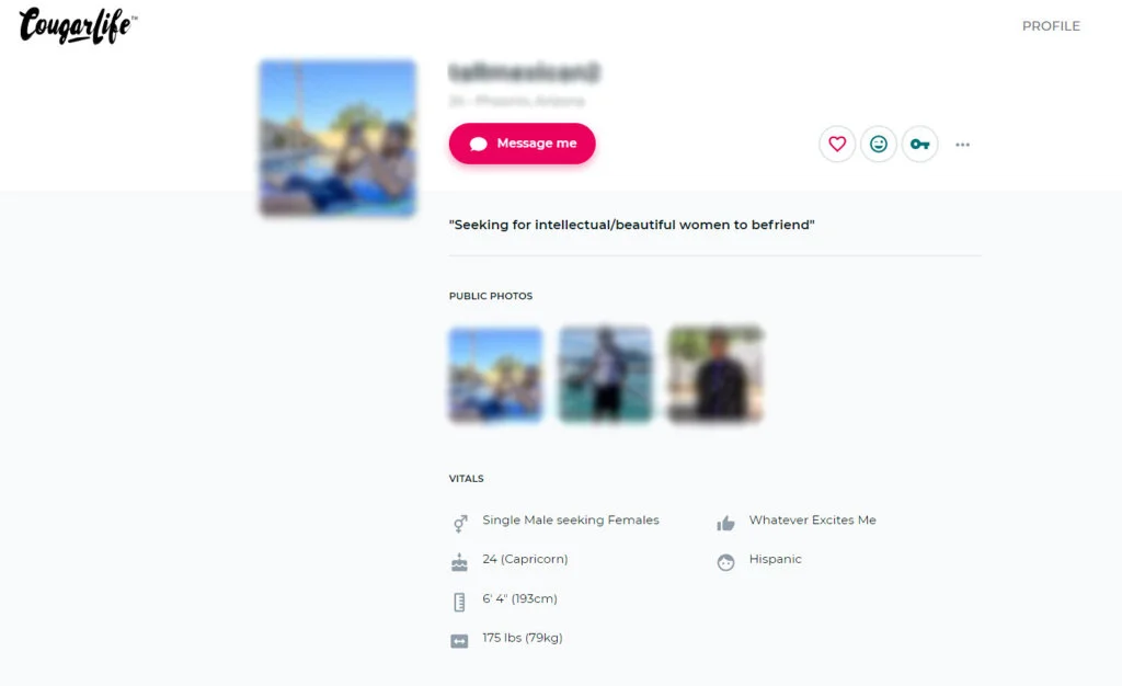 male sugar baby profile